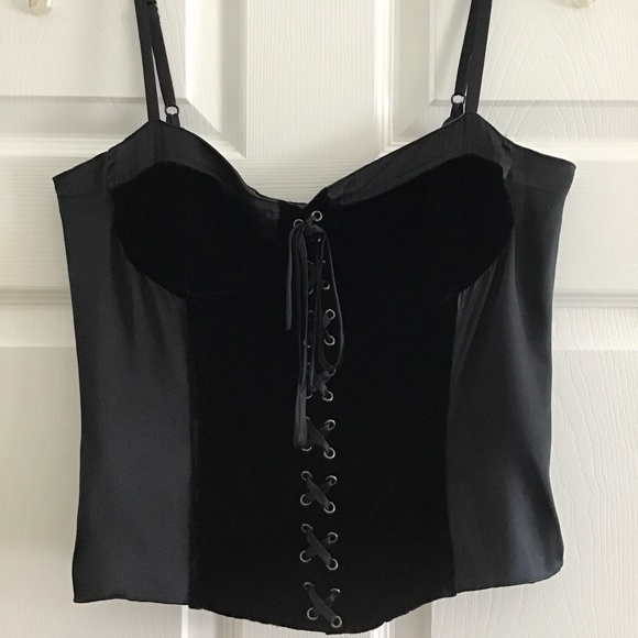 WD.NY Black silk/velvet bustier size 8 - Picture 2 of 6
